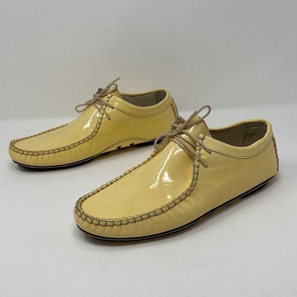Carvela Original Top Skipper Vintage Desert Driving Boots Yellow Patent Leather - Picture 4 of 16